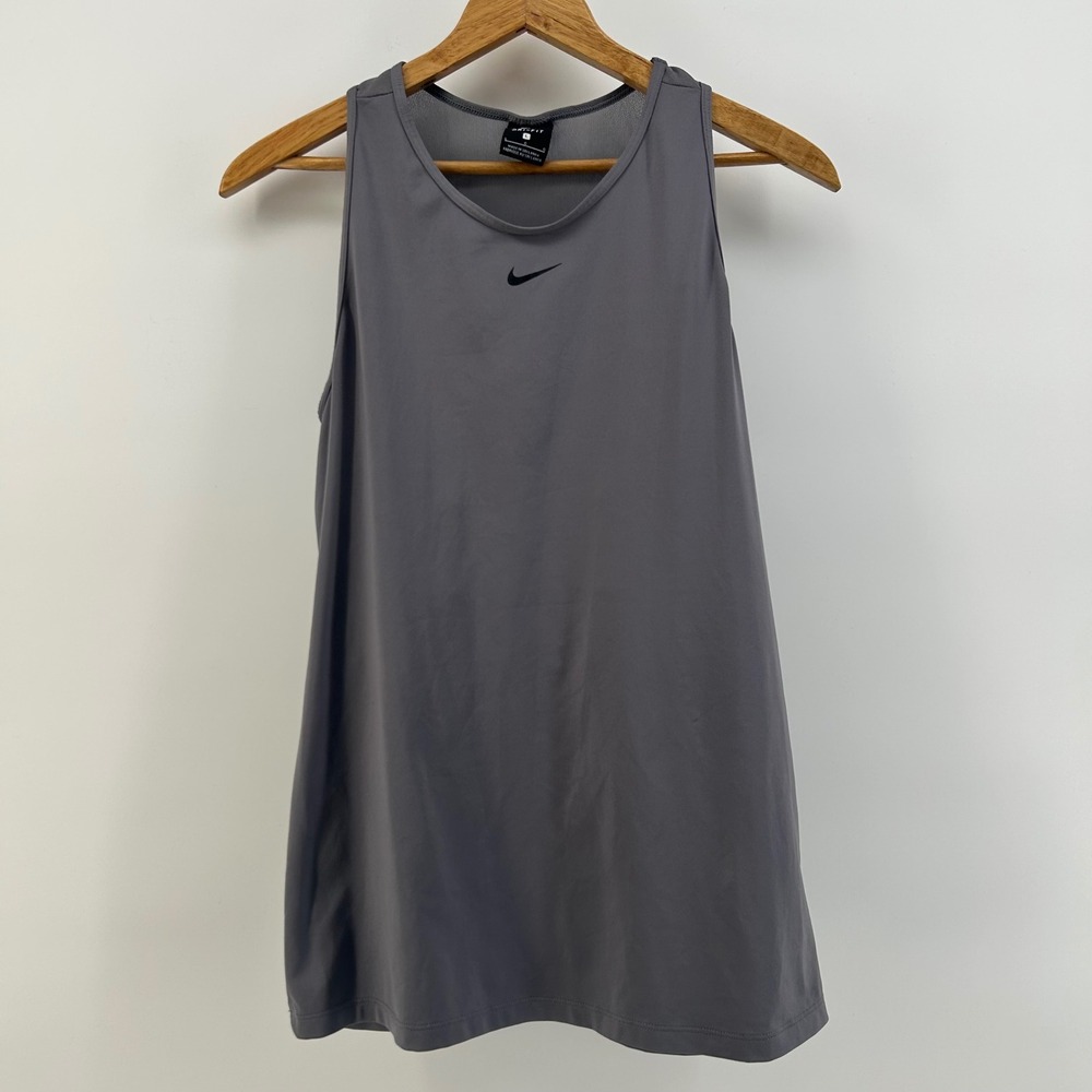Nike Pro Dri-FIT Racerback Tank Top Gray Mesh Back 932139-036 Womens L